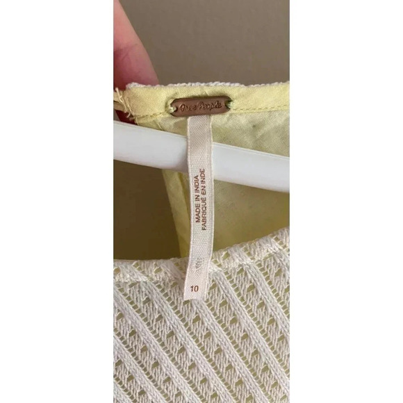 Free People Boho Floral Crochet Lace Dress in Cream & Yellow Size 10 - Picture 9 of 12